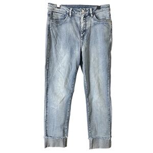 Joseph Ribkoff Women’s Stylish Light Blue Jeans Rhinestone Hems Sz 10 Coastal